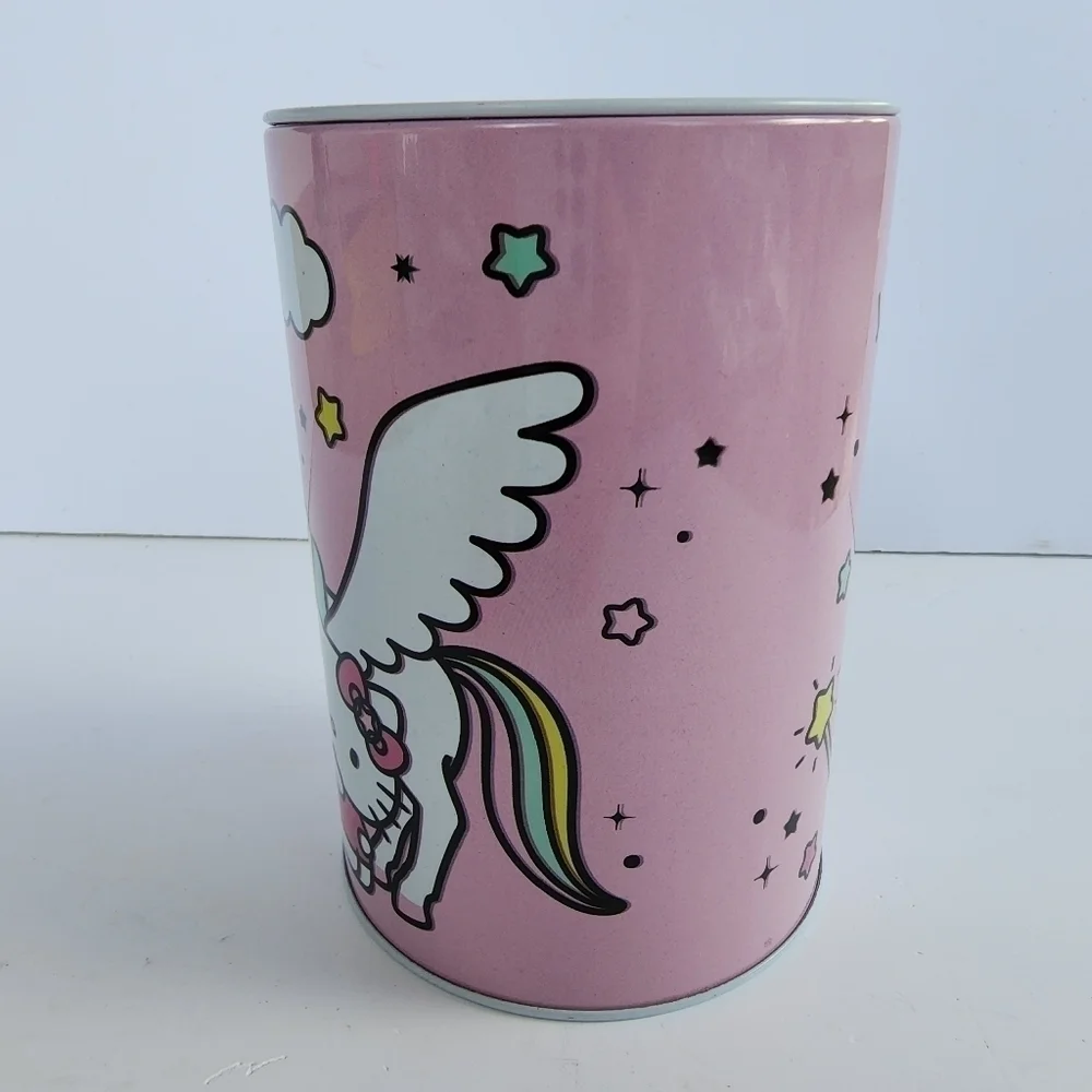 NEW Hello Kitty Sanrio Pink Unicorn Tin Can Coin Bank